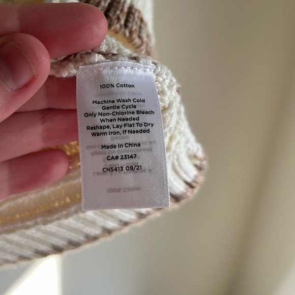 NWT Talbots Brown Cream Cable Knit Mock Neck Cotton Sweater XS Colorblock - Picture 4 of 5